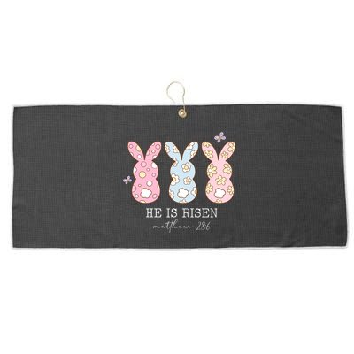 He Is Risen Matthew 28:6 Bunny Easter Sunday Large Microfiber Waffle Golf Towel