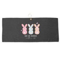 He Is Risen Matthew 28:6 Bunny Easter Sunday Large Microfiber Waffle Golf Towel