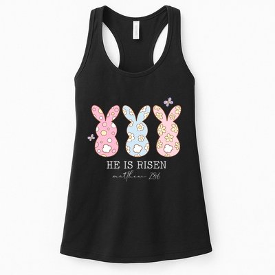 He Is Risen Matthew 28:6 Bunny Easter Sunday Womens Tank Top
