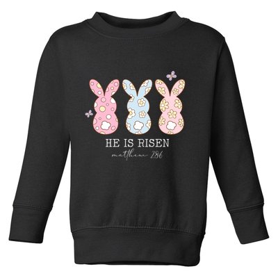 He Is Risen Matthew 28:6 Bunny Easter Sunday Toddler Sweatshirt