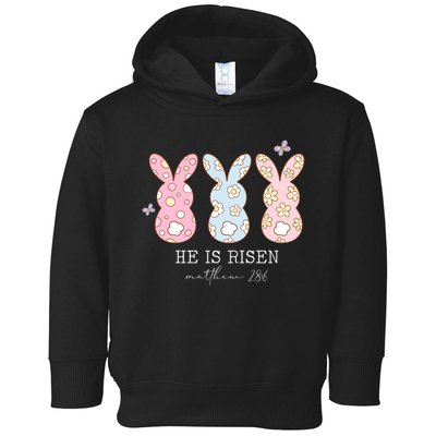 He Is Risen Matthew 28:6 Bunny Easter Sunday Toddler Hoodie