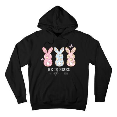 He Is Risen Matthew 28:6 Bunny Easter Sunday Tall Hoodie