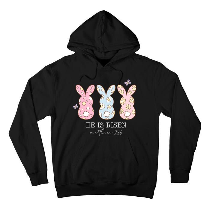 He Is Risen Matthew 28:6 Bunny Easter Sunday Tall Hoodie