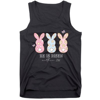 He Is Risen Matthew 28:6 Bunny Easter Sunday Tank Top