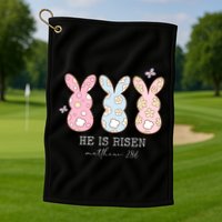 He Is Risen Matthew 28:6 Bunny Easter Sunday Golf Towel