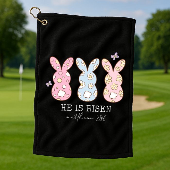 He Is Risen Matthew 28:6 Bunny Easter Sunday Golf Towel