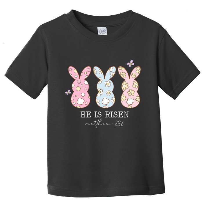 He Is Risen Matthew 28:6 Bunny Easter Sunday Toddler T-Shirt