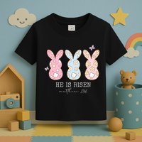 He Is Risen Matthew 28:6 Bunny Easter Sunday Toddler T-Shirt