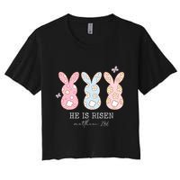 He Is Risen Matthew 28:6 Bunny Easter Sunday Crop Top