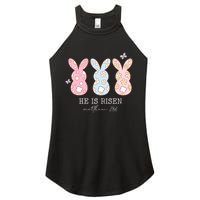 He Is Risen Matthew 28:6 Bunny Easter Sunday Women's Perfect Tri Rocker Tank