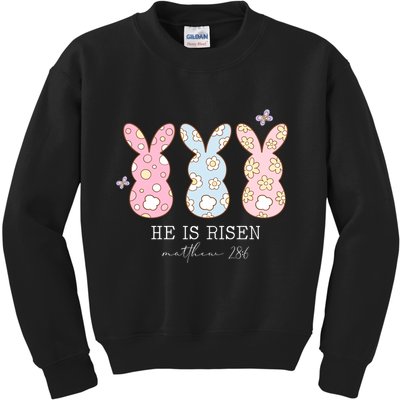 He Is Risen Matthew 28:6 Bunny Easter Sunday Kids Sweatshirt