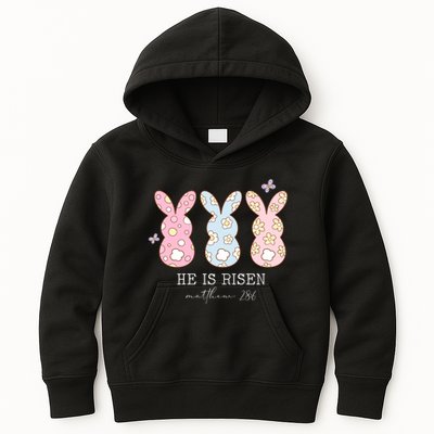 He Is Risen Matthew 28:6 Bunny Easter Sunday Kids Hoodie
