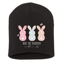 He Is Risen Matthew 28:6 Bunny Easter Sunday Short Acrylic Beanie