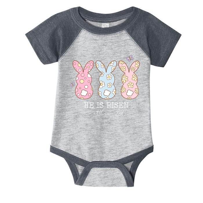 He Is Risen Matthew 28:6 Bunny Easter Sunday Infant Baby Jersey Bodysuit