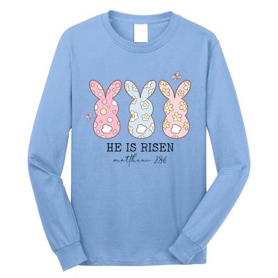 He Is Risen Matthew 28:6 Bunny Easter Sunday Long Sleeve Shirt