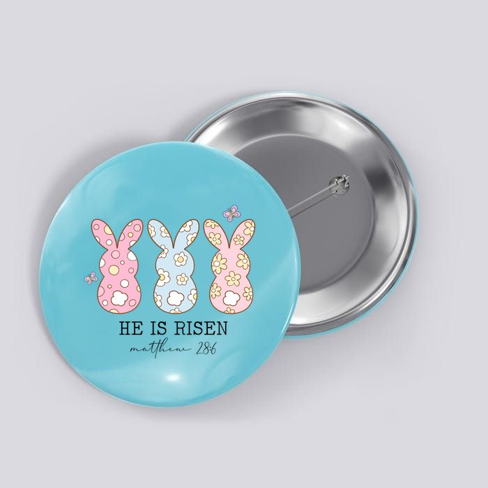 He Is Risen Matthew 28:6 Bunny Easter Sunday Button