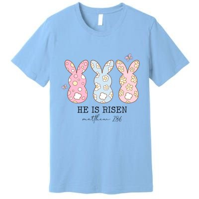 He Is Risen Matthew 28:6 Bunny Easter Sunday Premium T-Shirt