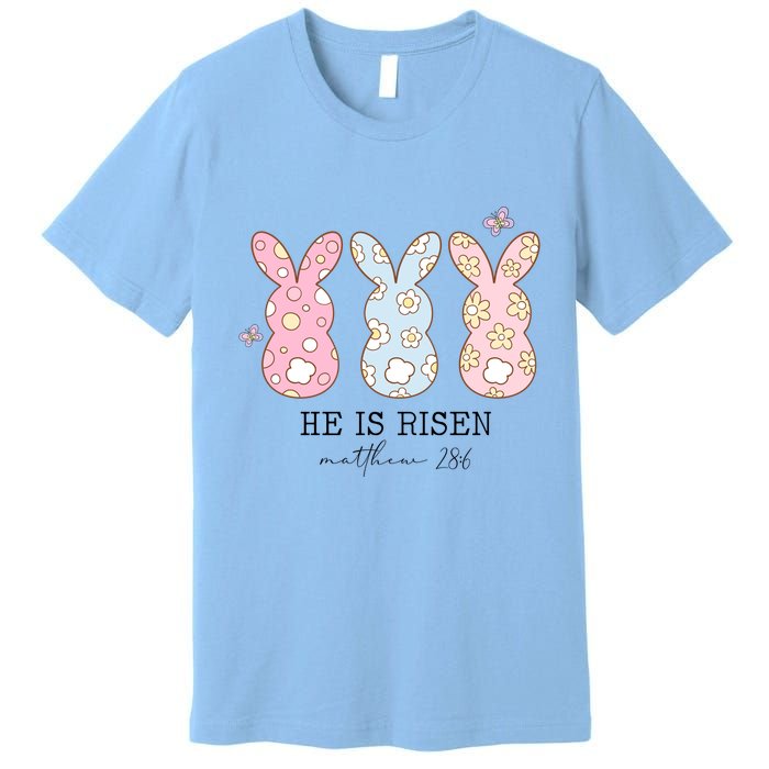 He Is Risen Matthew 28:6 Bunny Easter Sunday Premium T-Shirt