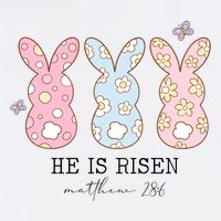 He Is Risen Matthew 28:6 Bunny Easter Sunday Garment-Dyed Sweatshirt
