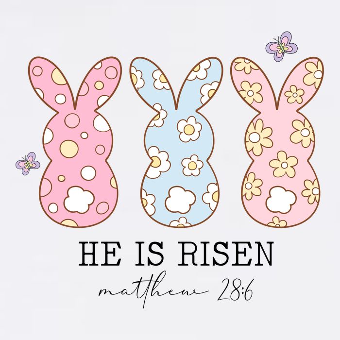 He Is Risen Matthew 28:6 Bunny Easter Sunday Garment-Dyed Sweatshirt