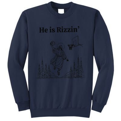 He Is Rizzin Funny Basketball Retro Christian Religious Sweatshirt