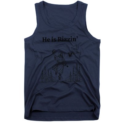 He Is Rizzin Funny Basketball Retro Christian Religious Tank Top