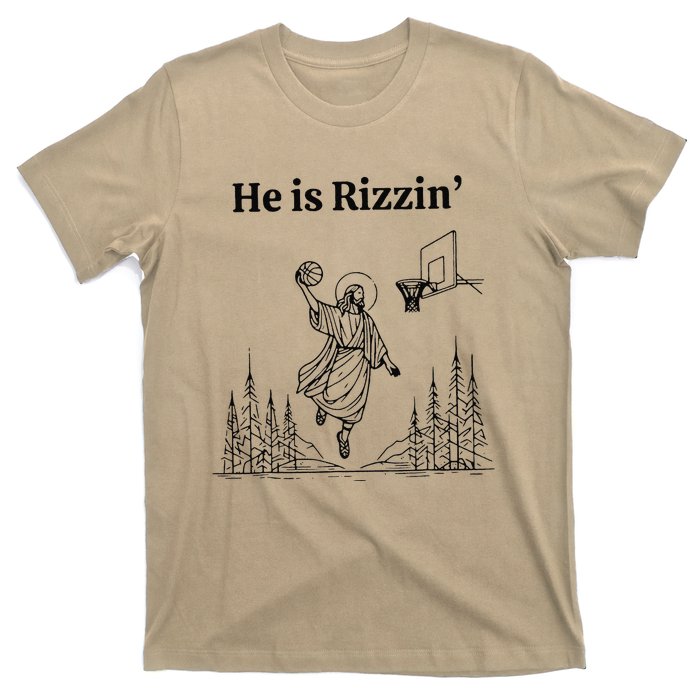 He Is Rizzin Funny Basketball Retro Christian Religious T-Shirt