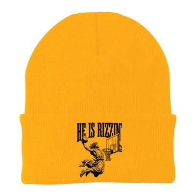 He Is Rizzin Funny Jesus Basketball Easter Meme Knit Cap Winter Beanie