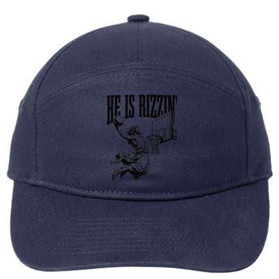 He Is Rizzin Funny Jesus Basketball Easter Meme 7-Panel Snapback Hat