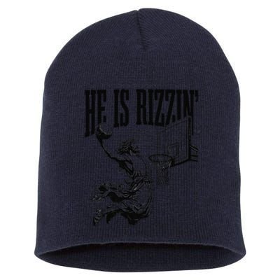 He Is Rizzin Funny Jesus Basketball Easter Meme Short Acrylic Beanie