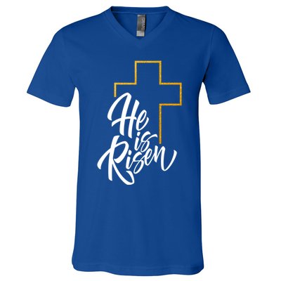 He Is Risen Easter Sunday V-Neck T-Shirt
