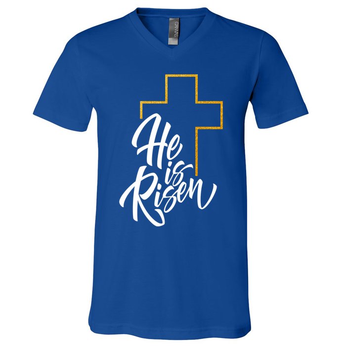 He Is Risen Easter Sunday V-Neck T-Shirt