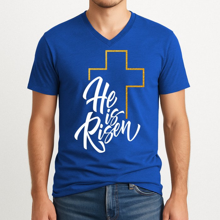 He Is Risen Easter Sunday V-Neck T-Shirt