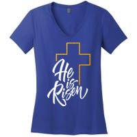 He Is Risen Easter Sunday Women's V-Neck T-Shirt