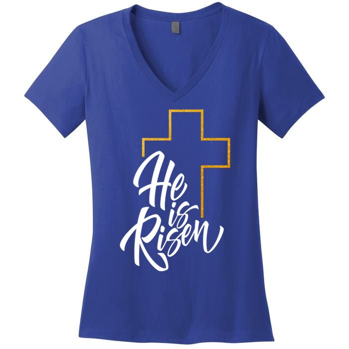 He Is Risen Easter Sunday Women's V-Neck T-Shirt