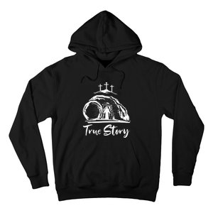 He Is Risen Cross Jesus Easter Day Christians True Story Hoodie