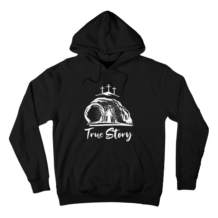 He Is Risen Cross Jesus Easter Day Christians True Story Hoodie