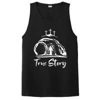 He Is Risen Cross Jesus Easter Day Christians True Story PosiCharge Competitor Tank