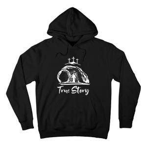 He Is Risen Cross Jesus Easter Day Christians True Story Tall Hoodie