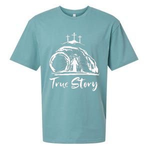 He Is Risen Cross Jesus Easter Day Christians True Story Sueded Cloud Jersey T-Shirt