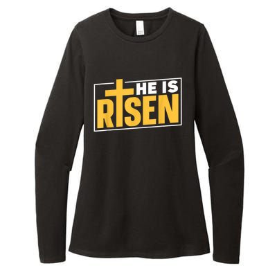 He Is Risen Sayings Bunny Egg Happy Easter Womens CVC Long Sleeve Shirt