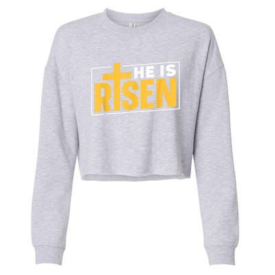 He Is Risen Sayings Bunny Egg Happy Easter Cropped Pullover Crew