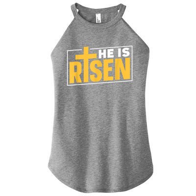 He Is Risen Sayings Bunny Egg Happy Easter Women’s Perfect Tri Rocker Tank