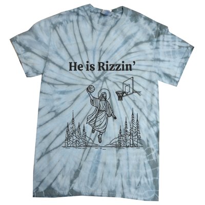 He Is Rizzin Basketball Jesus Funny Easter Christian Tie-Dye T-Shirt