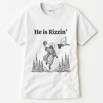 He Is Rizzin Basketball Jesus Funny Easter Christian Tall T-Shirt