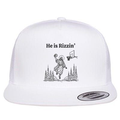 He Is Rizzin Basketball Jesus Funny Easter Christian Flatbill Hat