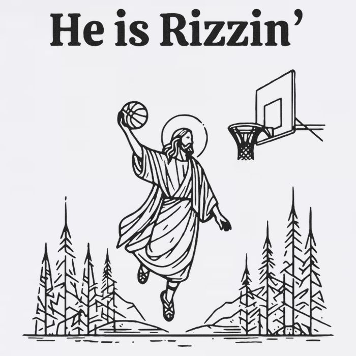 He Is Rizzin Basketball Jesus Funny Easter Christian Cooling Performance Long Sleeve Crew