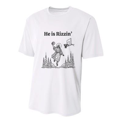 He Is Rizzin Basketball Jesus Funny Easter Christian Youth Performance Sprint T-Shirt