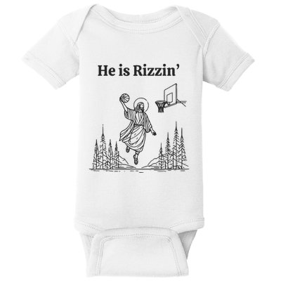 He Is Rizzin Basketball Jesus Funny Easter Christian Baby Bodysuit