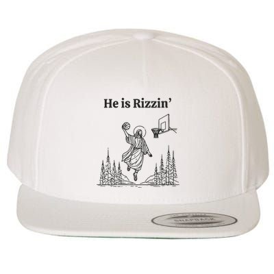 He Is Rizzin Basketball Jesus Funny Easter Christian Wool Snapback Cap